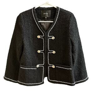 Maki Studio 19AIW Collection Black Tweed Jacket w Chain Detail Size XS